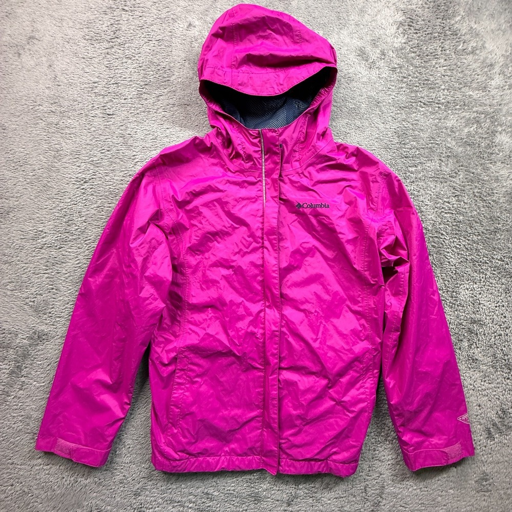 Columbia Kids Girls Arcadia Full Zip Rain Jacket Hot Pink S RG2122 Hooded
